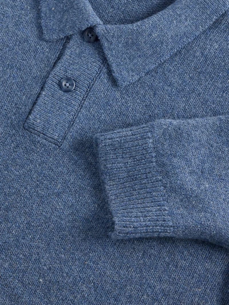 Merino Wool-Blend Polo Shirt Sweater