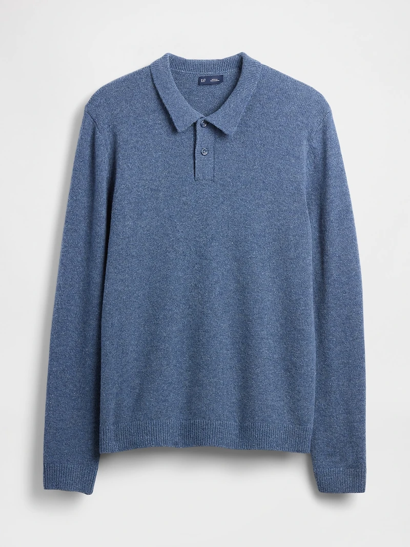 Merino Wool-Blend Polo Shirt Sweater