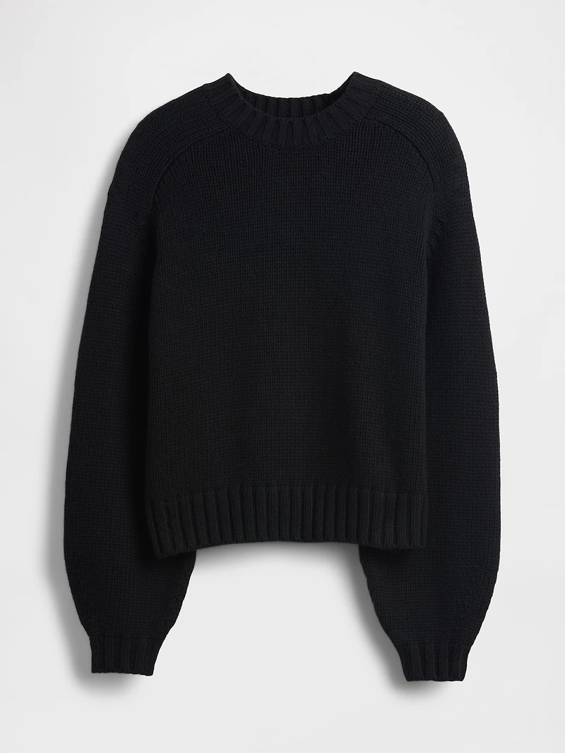 Relaxed Saddle-Sleeve Crewneck Sweater
