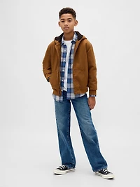 Kids Sherpa-Lined Canvas Denim Hoodie