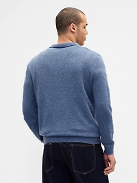 Merino Wool-Blend Polo Shirt Sweater