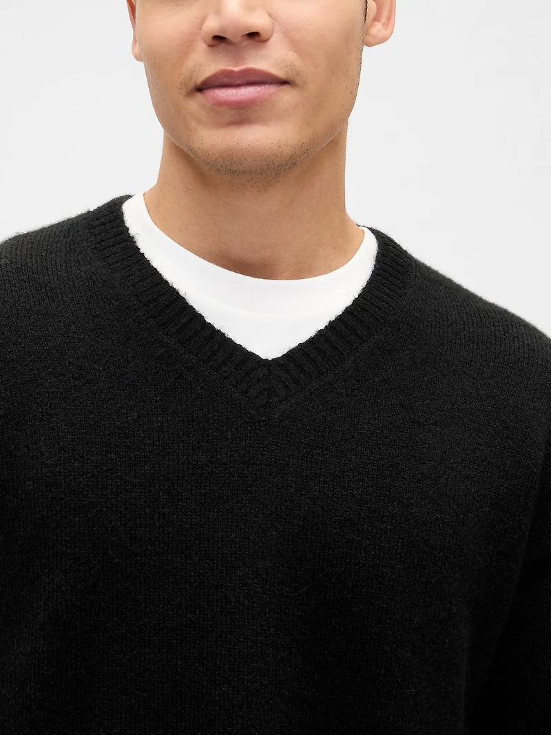Relaxed V-Neck Crop Sweater