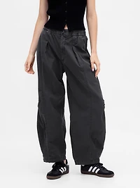 Mid Rise Twill Barrel Pants