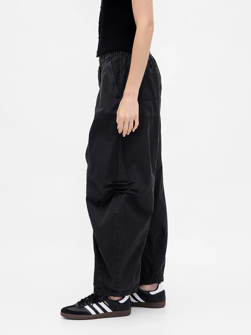 Mid Rise Twill Barrel Pants