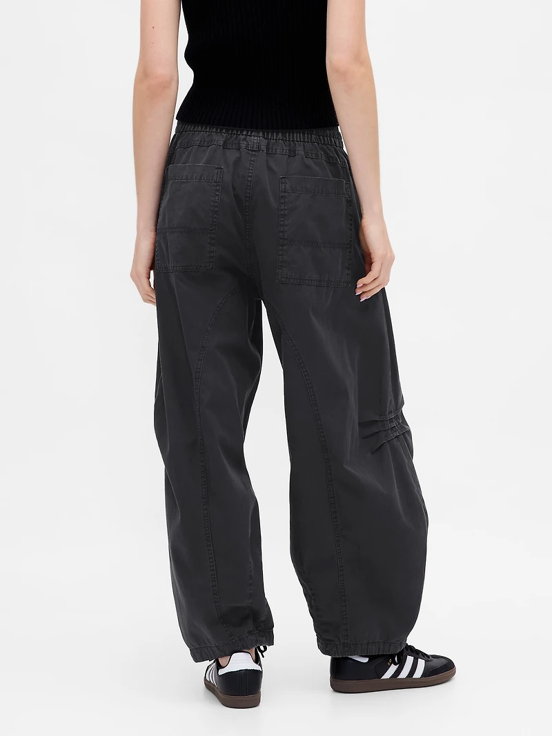 Mid Rise Twill Barrel Pants