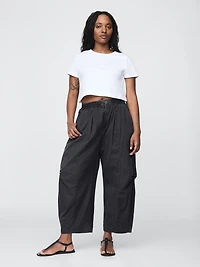 Mid Rise Twill Barrel Pants