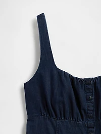 UltraSoft Denim Square-Neck Mini Dress