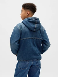 Kids Sherpa-Lined Denim Hoodie