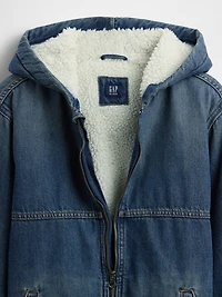 Kids Sherpa-Lined Denim Hoodie