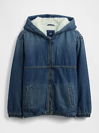 Kids Sherpa-Lined Denim Hoodie