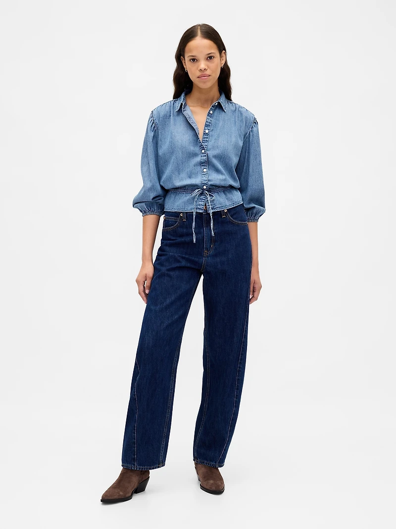 Denim Tie-Waist Shirt