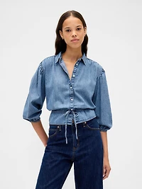 Denim Tie-Waist Shirt