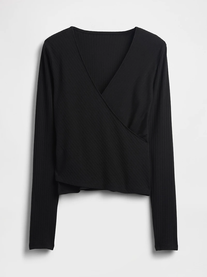 Modern Wide Rib Wrap V-Neck T-Shirt