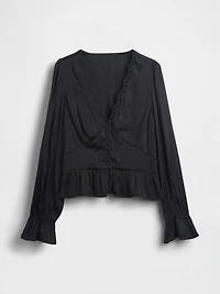 Eyelet V-Neck Peplum Top