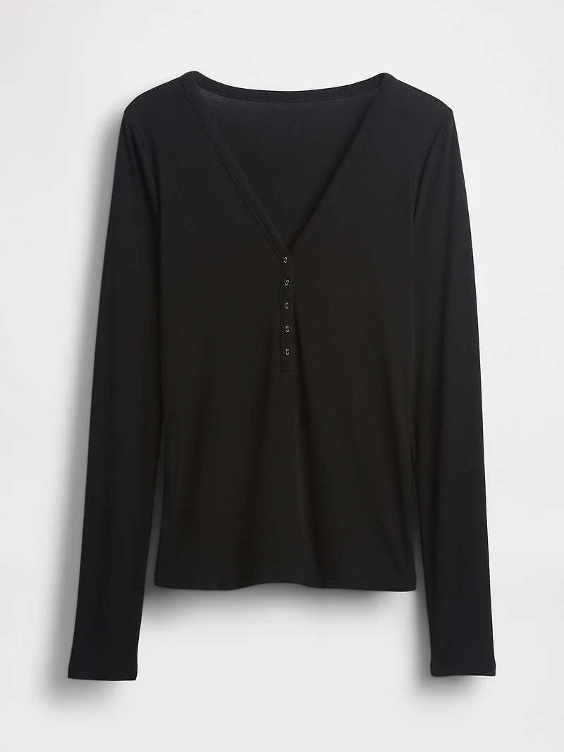 Sheer Rib Henley T-Shirt