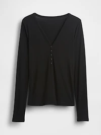 Sheer Rib Henley T-Shirt