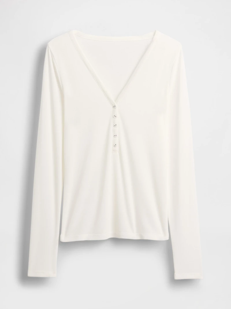 Sheer Rib Henley T-Shirt