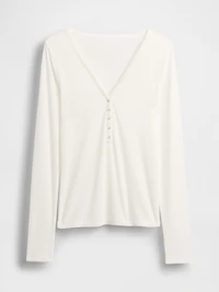 Sheer Rib Henley T-Shirt