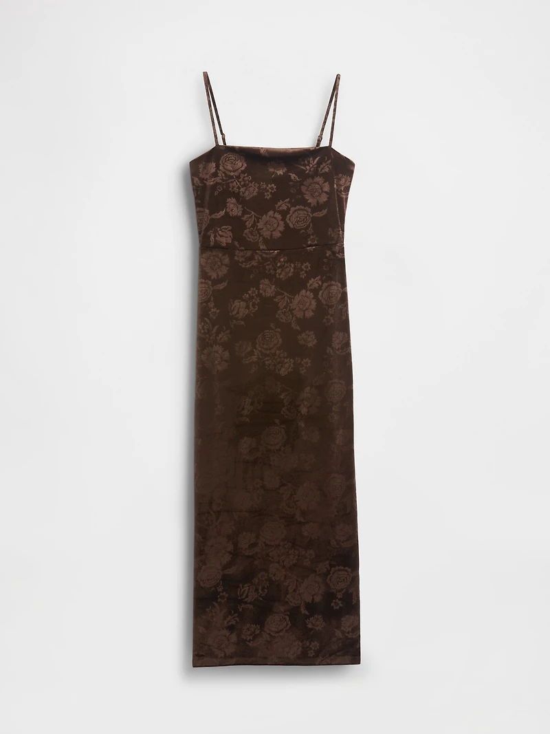 Velvet Square-Neck Maxi Dress