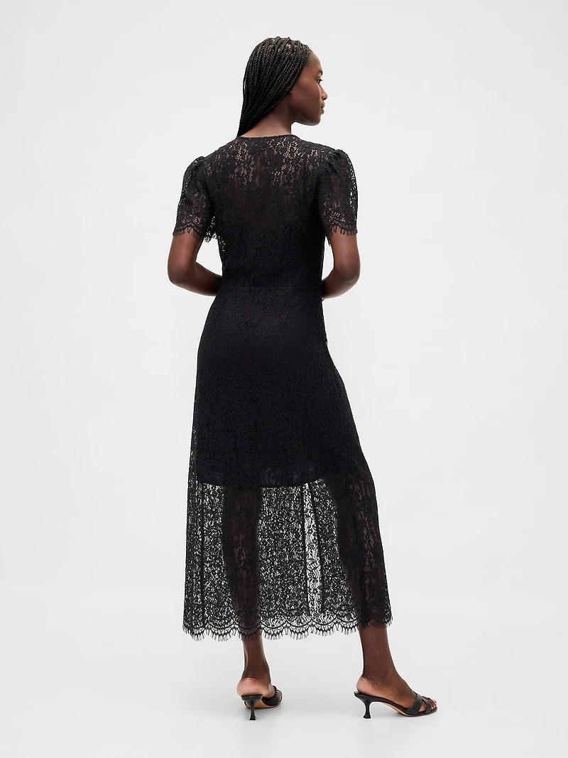 Lace V-Neck Midi Dress