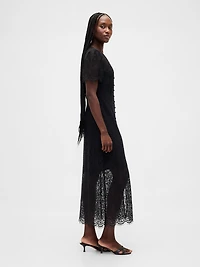 Lace V-Neck Midi Dress