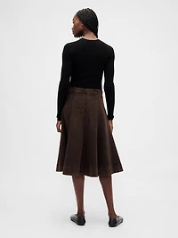 Denim Tulip Midi Skirt