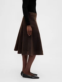 Denim Tulip Midi Skirt