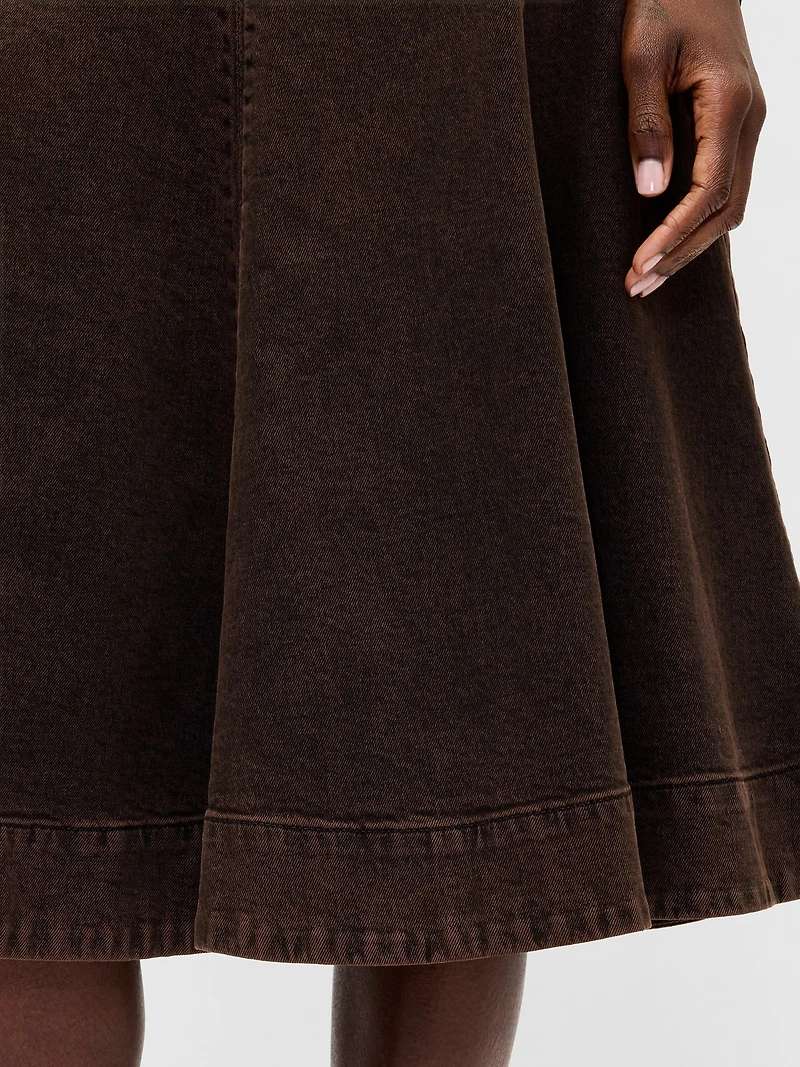 Denim Tulip Midi Skirt