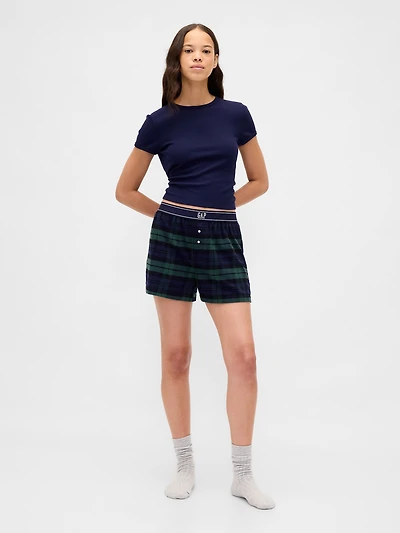 Logo Flannel Boxer Shorts