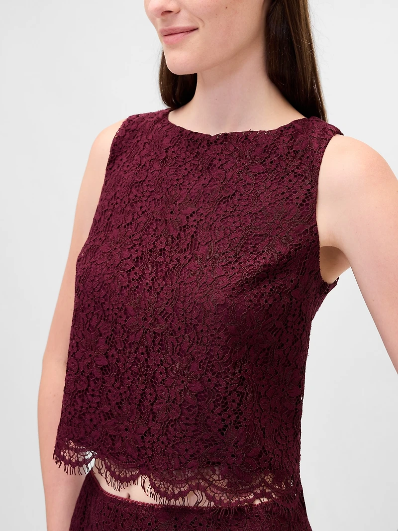 Lace Boatneck Crop Shell Top