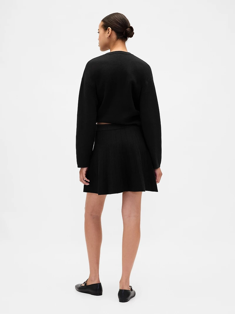 Pleated Mini Sweater Skirt