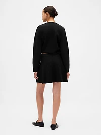 Pleated Mini Sweater Skirt