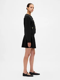 Pleated Mini Sweater Skirt