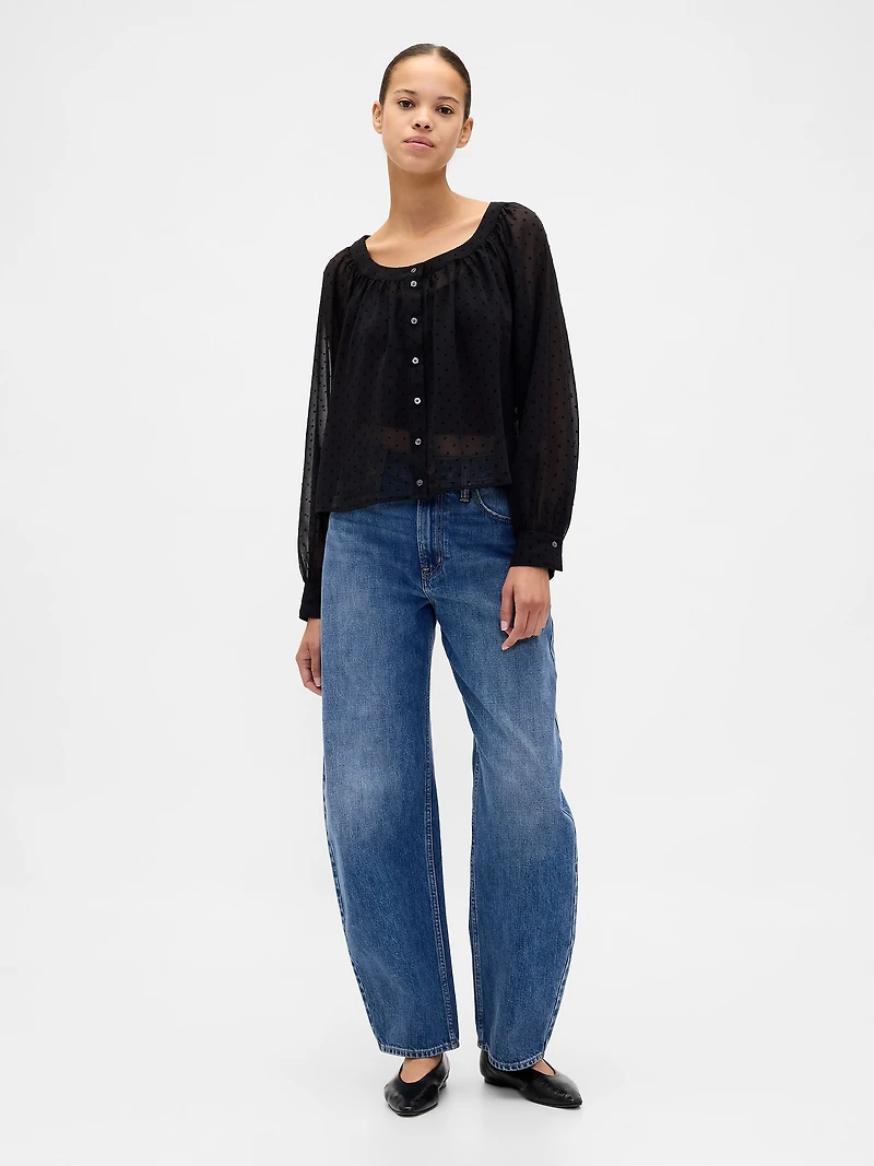 Sheer Button-Front Top