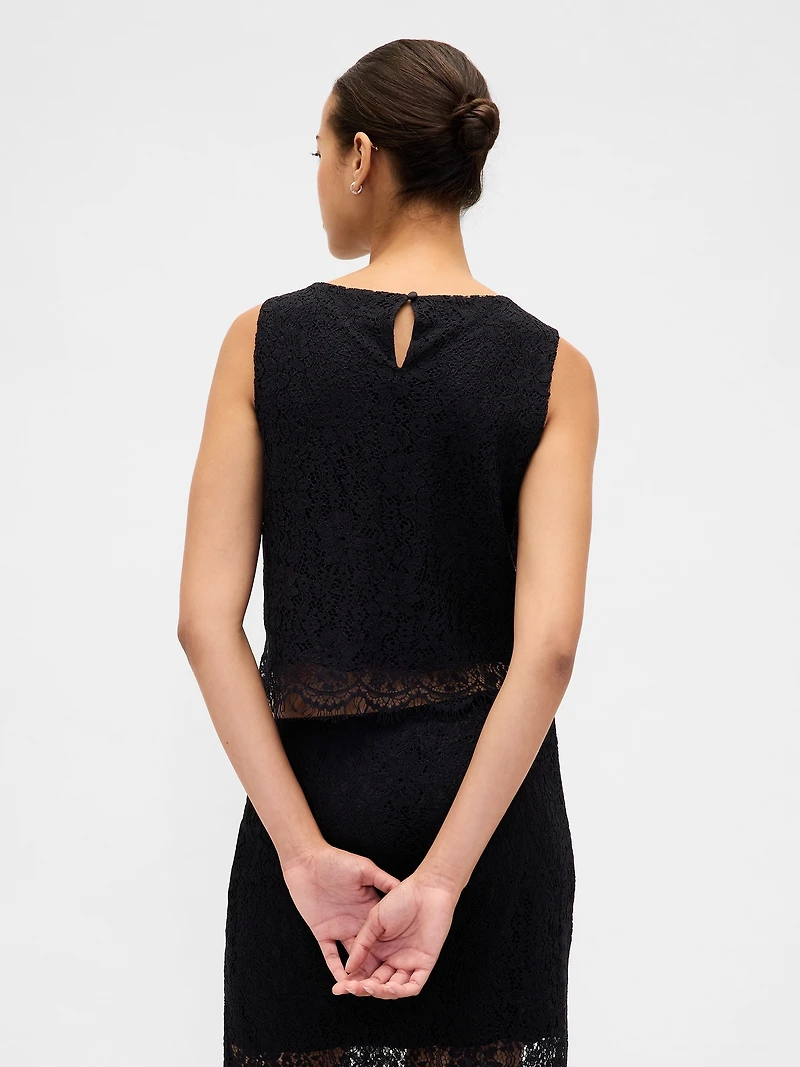 Lace Boatneck Crop Shell Top