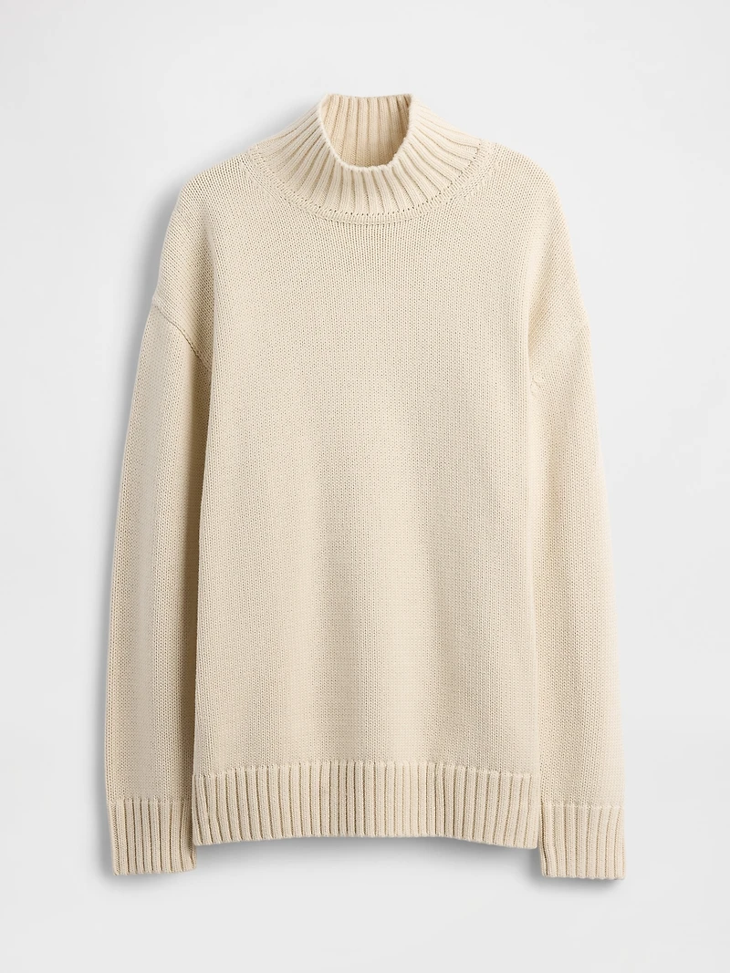 100% Cotton Oversized Mockneck Sweater