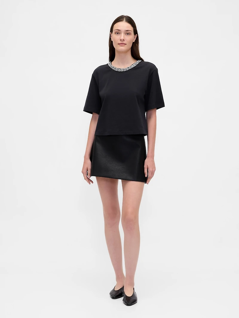 VintageSoft Heavyweight Jewel-Neck Crop T-Shirt