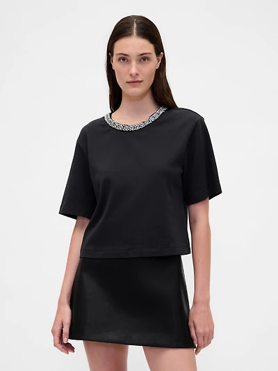 VintageSoft Heavyweight Jewel-Neck Crop T-Shirt