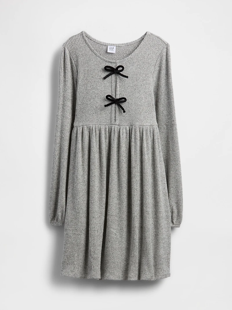 Kids Softspun Rib Bow-Front Dress