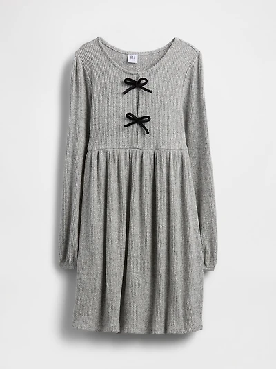 Kids Softspun Rib Bow-Front Dress