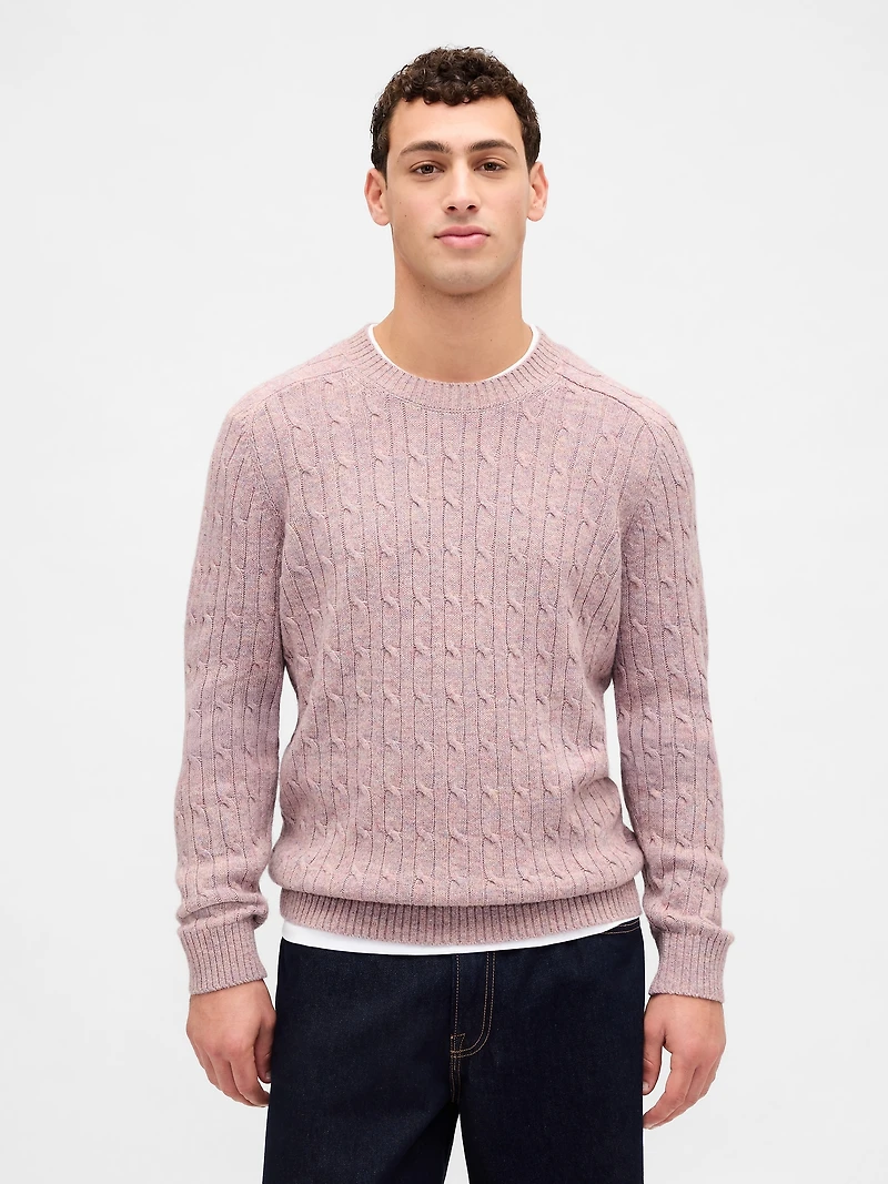 Merino Wool-Blend Cable-Knit Sweater