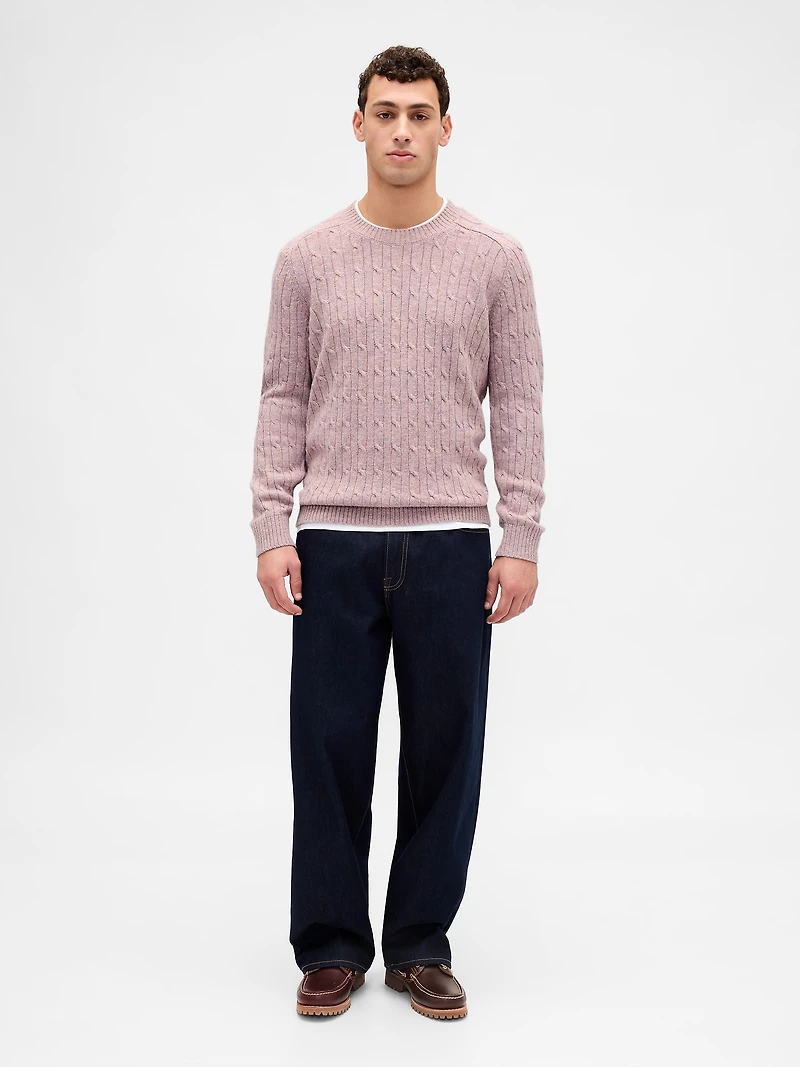 Merino Wool-Blend Cable-Knit Sweater