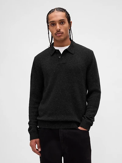 Merino Wool-Blend Polo Shirt Sweater