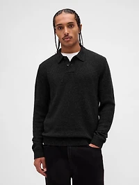 Merino Wool-Blend Polo Shirt Sweater