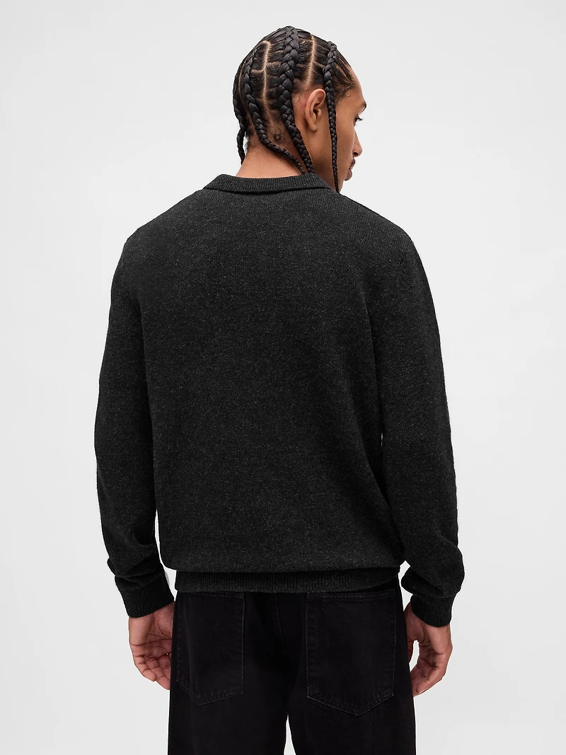 Merino Wool-Blend Polo Shirt Sweater