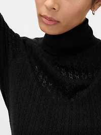 Pointelle Turtleneck Sweater