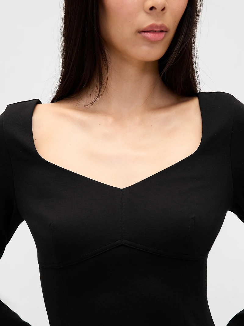 Ponte Sweetheart Seamed Mini Dress