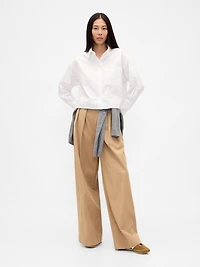 Organic Cotton Oxford Straight-Hem Crop Shirt