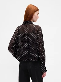Sheer Straight-Hem Crop Shirt