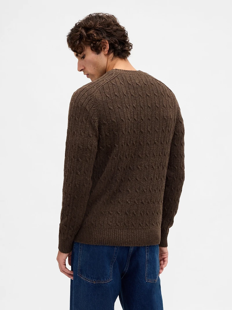Merino Wool-Blend Cable-Knit Sweater